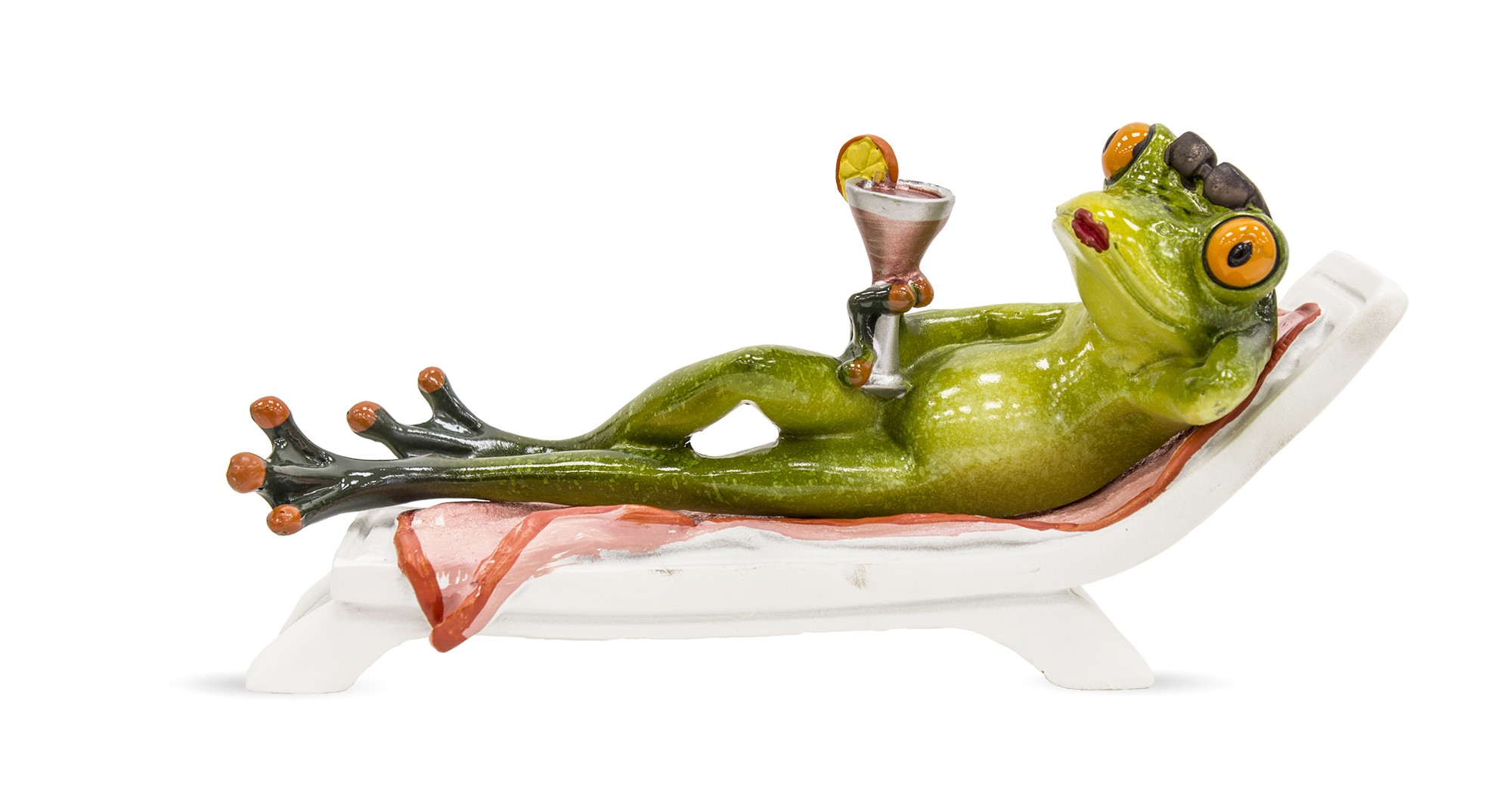 Frog Figurine Holidaymaker with a drink 118551