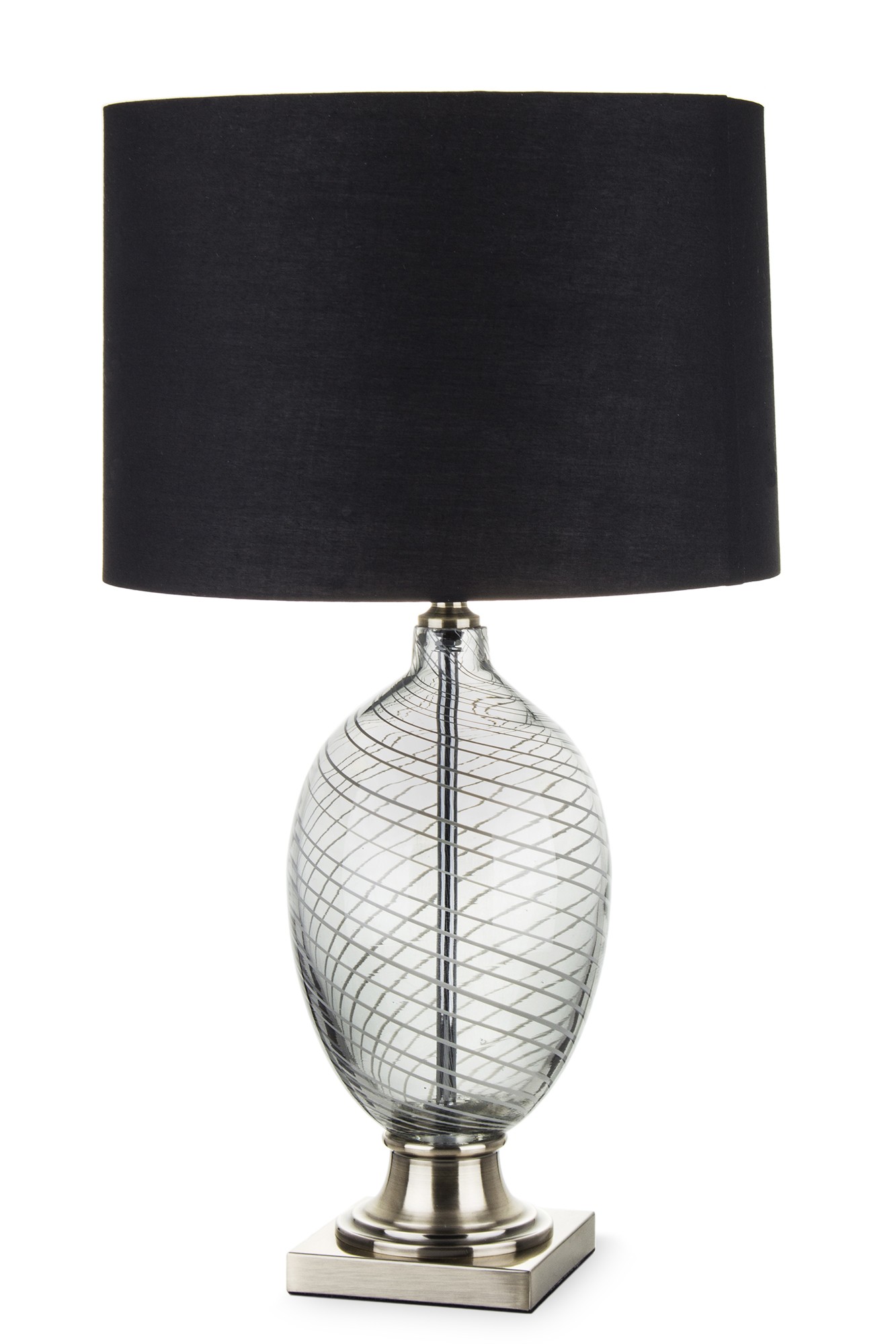 Lampa stołowa z abażurem szary czarny ceramika 137528 Art-Pol