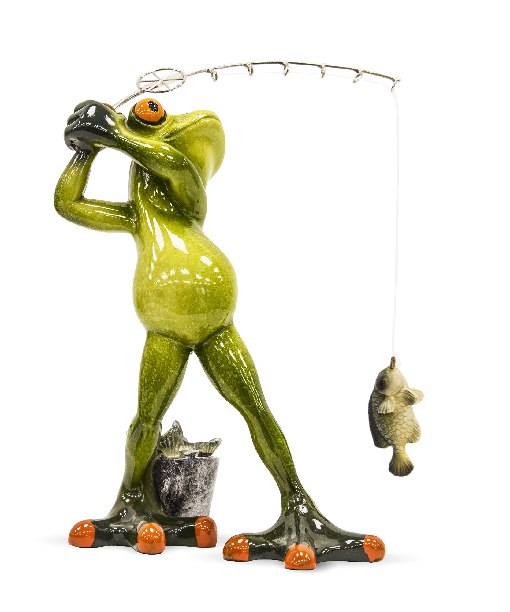 Frog Figurine Angler with a fish 118554