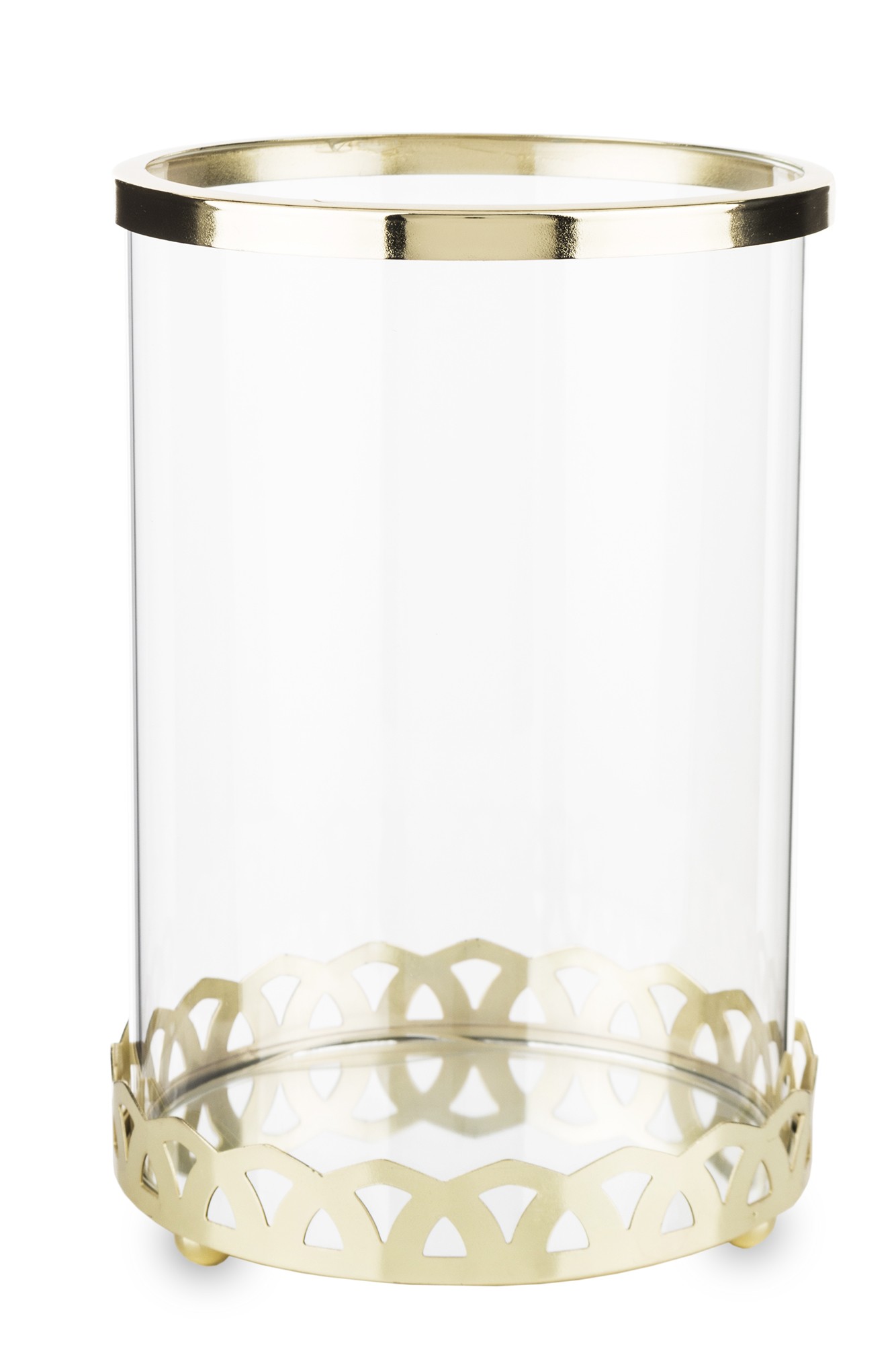 Świecznik ze szklaną osłonką złoty metal 142293 Art-Pol