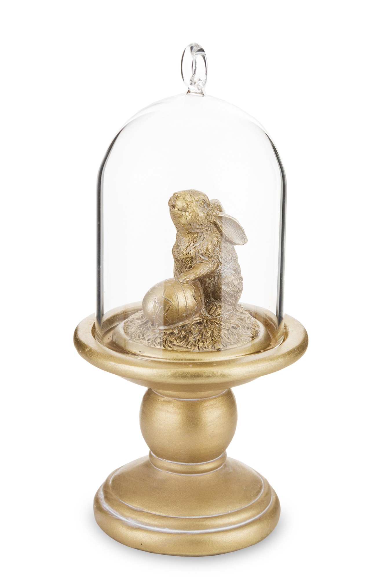 Figurka Królik pod szklaną kopułą złoty 143995 Art-Pol