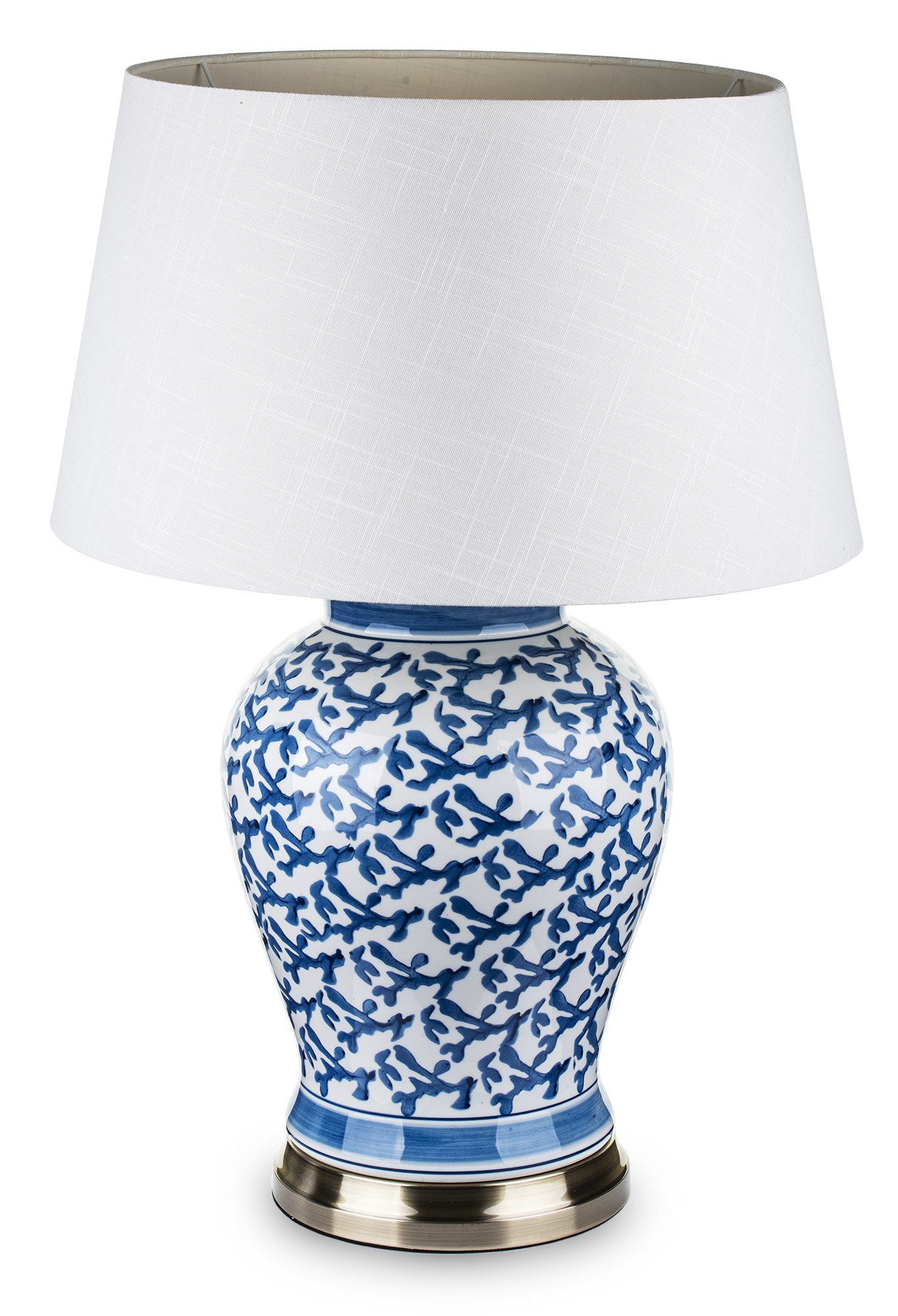 Lampa z białym abażurem niebieska ceramika 131243 Art-Pol