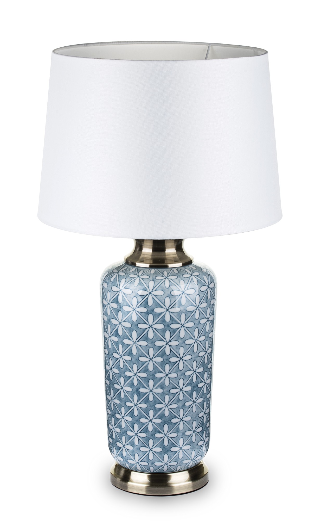 Lampa z białym abażurem niebieska ceramika 145618 Art-Pol