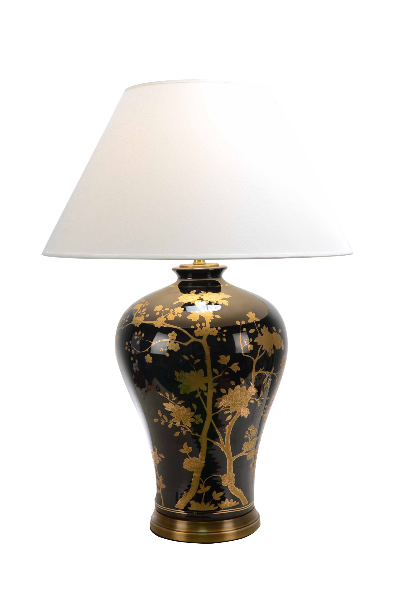 Lampa stołowa z abażurem czarny złoty biały ceramika 138210 Art-Pol