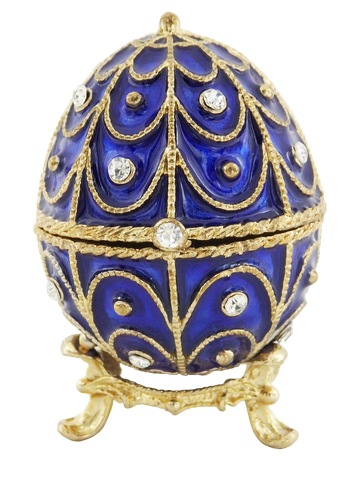 Ekskluzywne metalowa szkatułka z kryształkami - Jajo Fabergé - B0748-17 BL