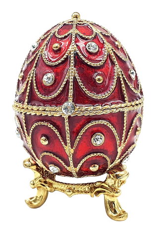 Ekskluzywna metalowa szkatułka z kryształkami - Jajo Fabergé - B0748-17 RD