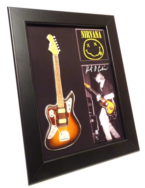 Kurt Cobain- Nirvana mini guitar in frame - FMG-001 GiftDeco