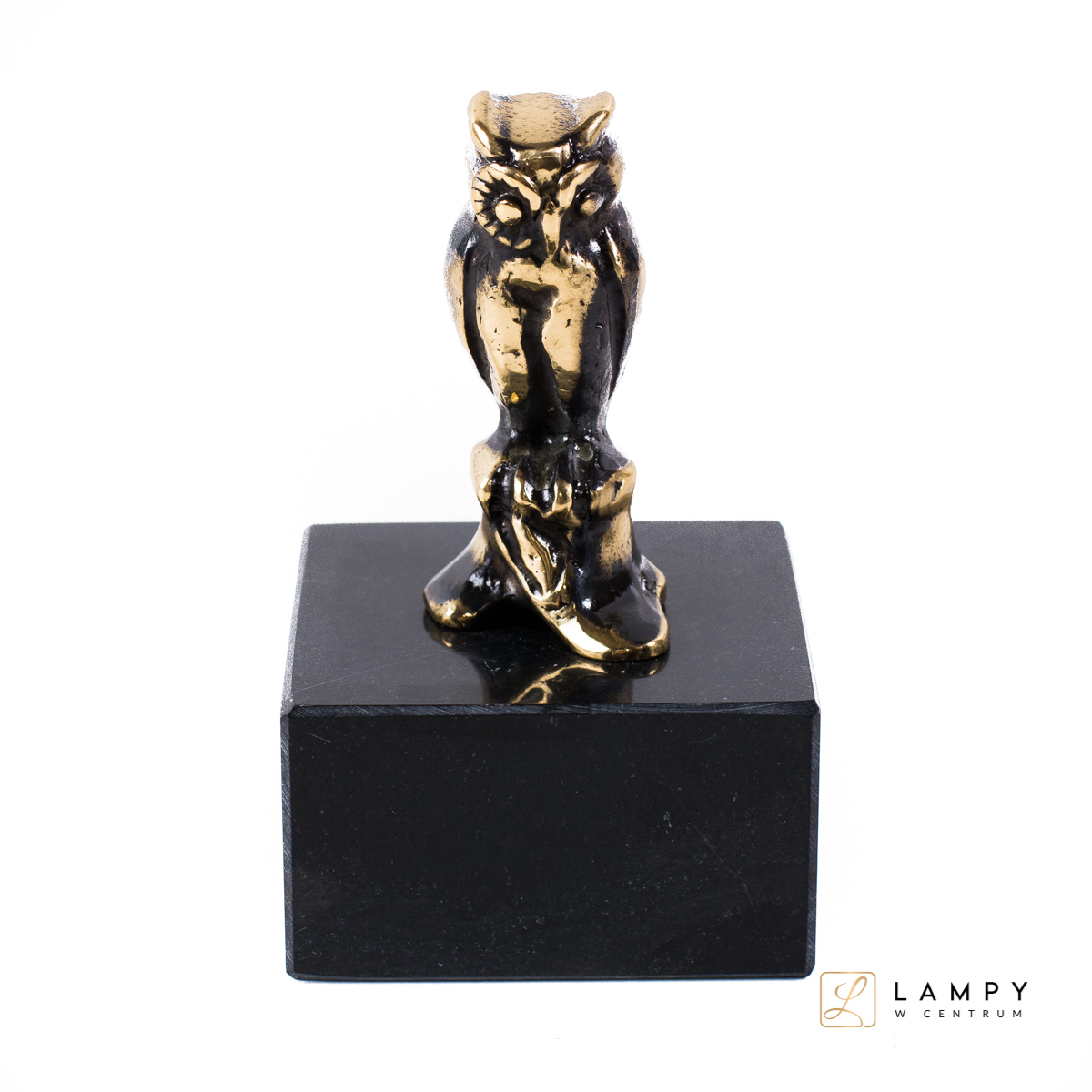 Owl on a marble base, Brass