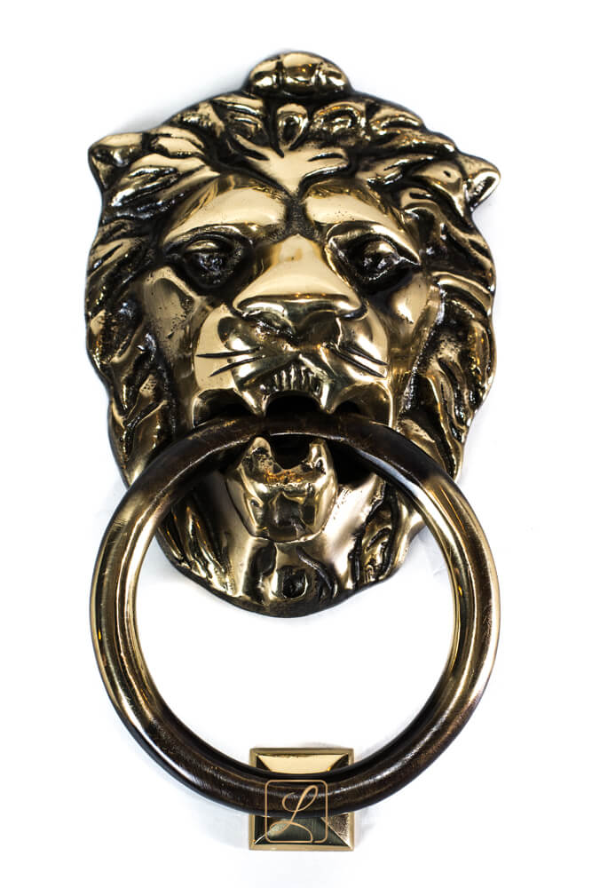 Door knocker LION mane with bell function, Brass