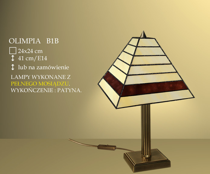 Table lamp 1 flame. Olimpia stained glass lampshade 24cm beige and brown B1B ICARO