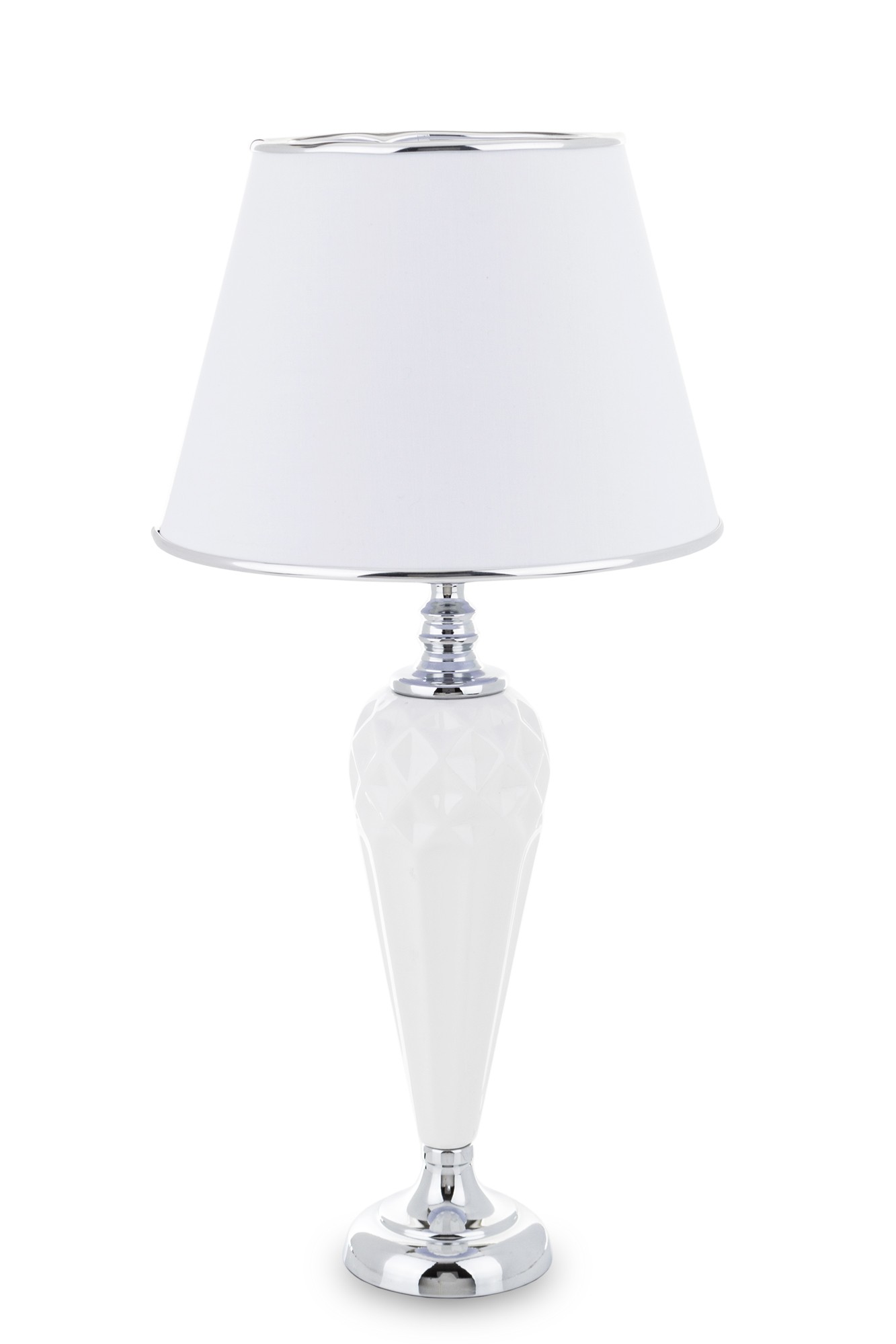 Lampa białą srebrna ceramiczna z abażurem 143523 Art-Pol