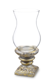 Świecznik ze szklaną osłoną złoty ceramika 137375 Art-Pol