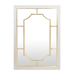 Lustro szkło drewno mdf złoty kremowy 143919 Art-pol