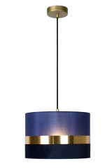 EXTRAVAGANZA TUSSE Lampa wisząca z abażurem Ø 30cm E27 złota/niebieska Lucide 10409/01/35