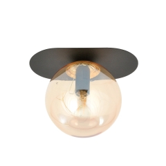 PLAZA 1 Lampa plafon E14 czarny/klosz bursztynowy 1120/1 EMIBIG