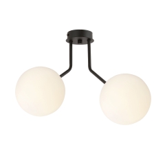 NOVA 2 Lampa plafon 2xE14 czarny/klosz biały 1138/2 EMIBIG