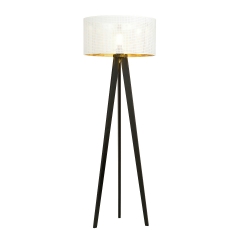 ASTON LP1 Lampa stojąca z abażurem E27 czarny/biały/złoty 1147/LP1 EMIBIG