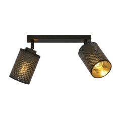 BRONX 2  Lampa plafon belka z abażurem 2xE27 czarny/złoty 1152/2 EMIBIG