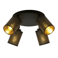 BRONX 4  Lampa plafon z abażurem 4xE27 czarny/złoty 1152/4PREM EMIBIG