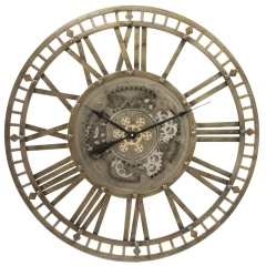 Stylizowany Zegar Wiszący Cyfry Rzymskie śr. 90,5cm metal brązowy czarny 125291 Art-Pol
