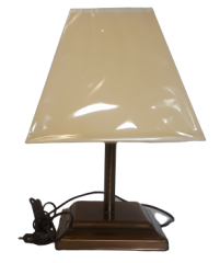 Lampa stołowa 1 płomienna patyna abażur trapez Lamptechnik