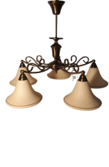 Lampa wisząca 5 płomienna patyna klosz szklany dzwonek E14 Aldex