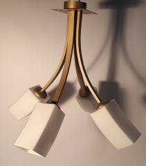 Lampa plafon 4 płomienny Toro szampańskie złoto biały matowy E27 Icaro