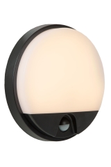 Hups Lampa kinkiet zewnętrzny LED + czujnik ruchu 10W 3000K IP54 czarna 22863/10/30 Lucide