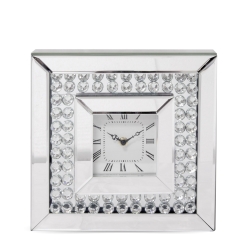 Stojący Zegar W Pięknej Ramce Cyfry Rzymskie 25,5x25,5cm mdf szkło srebrny 128747 Art-Pol