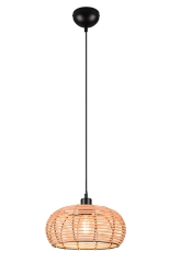INGA Lampa wisząca Ø  29cm E27 czarny/jasny rattan 312200136 TRIO