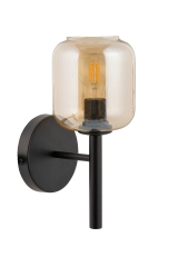 GLOSS Lampa kinkiet E27 czarna/klosz bursztynowy SIGMA 32255