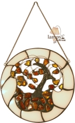 Stained glass with amber oval Amber W1