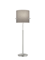 CAMDEN Lampa stojąca z abażurem H187cm 3xE27 satyna nikiel/szara Trio 408300307