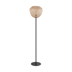 DEMBLEBY Lampa stojąca 1 płom. H 150cm czarna/jasne drewno EGLO 43264