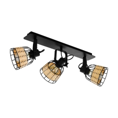 ANWICK Lampa plafon regulowany 3 płom. czarna/rattan EGLO 43326