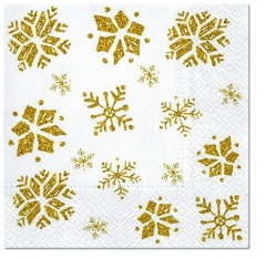 Pl Serwetki Glitter Snowflakes Gold 141435
