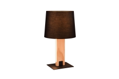 Rahul Lampa stołowa z abażurem E27 + LED jasne drewno/czarna 547610232 Trio