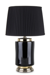 Lampa stołowa z abażurem czarny mosiężny ceramika 137535 Art-Pol