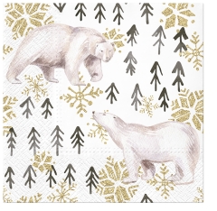 Serwetki Niedźwiedzie polarne złoty brokat 135411 Art-Pol