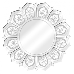 Lustro Okrągłe motyw Kwiatowy szkło mdf biały 143933 Art-pol