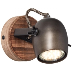 Tool lampa kinkiet regulowany 1 płom. drewno/czarny Brilliant 87510/46
