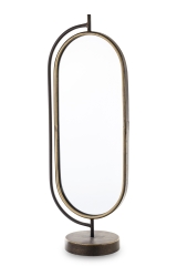 Stojące Owalne Lustro na okrągłej podstawie wys. 63cm metal szkło czarny złoty 143702 Art-Pol