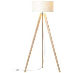 Galance lampa podłogowa z abażurem 1 płom. jasne drewno/biała Brilliant 94970/75