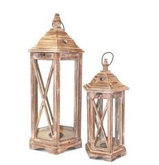 Wooden Lantern Set 74252