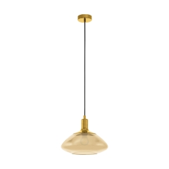 TORRONTES Lampa wisząca Ø 34,5cm 1 płom. złota satyna/szkło bursztynowe EGLO 98619