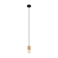 TURIALDO Lampa wisząca Ø 10,5cm 1 płom. czarna/jasne drewno EGLO 99078