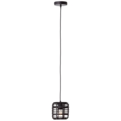 Crosstown lampa wisząca 1 płom. Ø 16cm czarna/klosz drewno Brilliant 99262/76