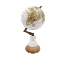 Voyager decorative globe on marble and wood base GLB-108
