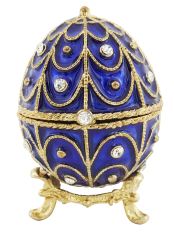 Ekskluzywne metalowa szkatułka z kryształkami - Jajo Fabergé - B0748-17 BL