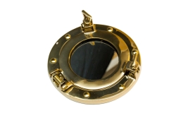Brass ship porthole mirror - code 70171; dia. 23cm GiftDeco